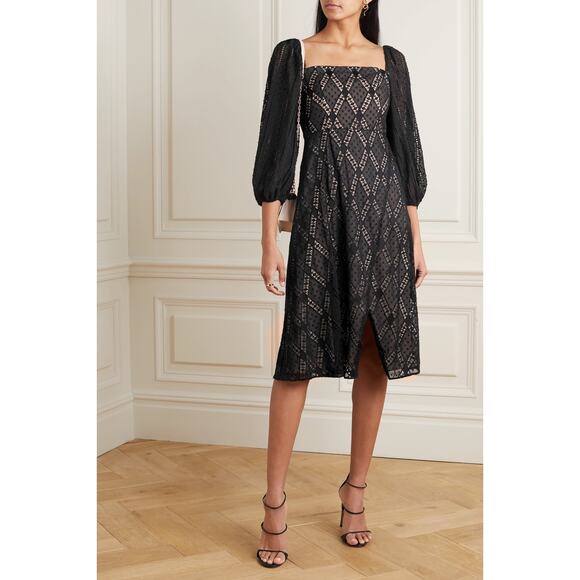 ALICE AND OLIVIA Tania Crochet trimmed Swiss dot Georgette Dress - Picture 1 of 16